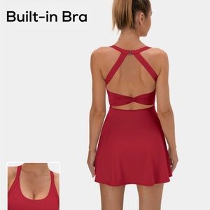 Red HALARA Backless Cut Out Twisted Side Pocket Dress in Pointsettia.